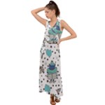 Little Cow Christmas  V-Neck Chiffon Maxi Dress