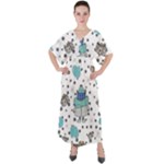 Little Cow Christmas  V-Neck Boho Style Maxi Dress