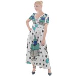 Little Cow Christmas  Button Up Short Sleeve Maxi Dress