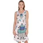 Little Cow Christmas  Knee Length Skater Dress With Pockets