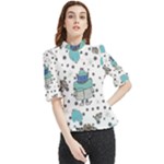 Little Cow Christmas  Frill Neck Blouse
