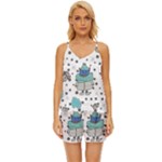 Little Cow Christmas  V-Neck Satin Pajamas Set
