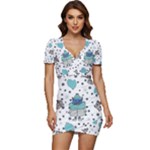 Little Cow Christmas  Low Cut Cap Sleeve Mini Dress