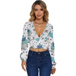 Little Cow Christmas  Long Sleeve Deep-V Velour Top