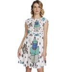 Little Cow Christmas  Cap Sleeve High Waist Dress