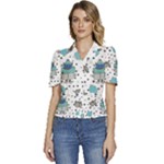 Little Cow Christmas  Puffed Short Sleeve Button Up Jacket