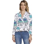 Little Cow Christmas  Women s Long Sleeve Revers Collar Cropped Jacket