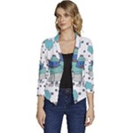 Little Cow Christmas  Women s Casual 3/4 Sleeve Spring Jacket