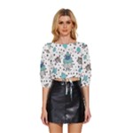 Little Cow Christmas  Mid Sleeve Drawstring Hem Top