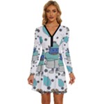 Little Cow Christmas  Long Sleeve Deep V Mini Dress 