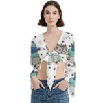 Little Cow Christmas  Trumpet Sleeve Cropped Top