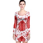 Cute Gift Boxes Long Sleeve Velvet Bodycon Dress