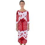 Cute Gift Boxes Quarter Sleeve Midi Bodycon Dress