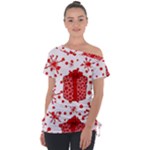 Cute Gift Boxes Off Shoulder Tie-Up T-Shirt