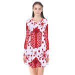 Cute Gift Boxes Long Sleeve V-neck Flare Dress