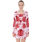 Cute Gift Boxes V-neck Bodycon Long Sleeve Dress