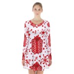 Cute Gift Boxes Long Sleeve Velvet V-neck Dress