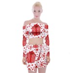 Cute Gift Boxes Off Shoulder Top with Mini Skirt Set