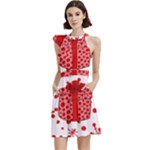 Cute Gift Boxes Cocktail Party Halter Sleeveless Dress With Pockets