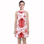 Cute Gift Boxes Velvet Halter Neckline Dress 