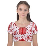 Cute Gift Boxes Velvet Short Sleeve Crop Top 