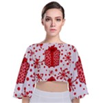 Cute Gift Boxes Tie Back Butterfly Sleeve Chiffon Top