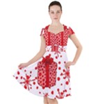 Cute Gift Boxes Cap Sleeve Midi Dress