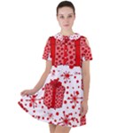Cute Gift Boxes Short Sleeve Shoulder Cut Out Dress 