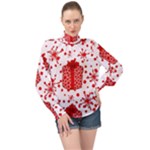 Cute Gift Boxes High Neck Long Sleeve Chiffon Top