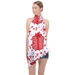 Cute Gift Boxes Halter Asymmetric Satin Top
