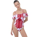 Cute Gift Boxes Frill Detail One Piece Swimsuit
