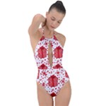 Cute Gift Boxes Plunge Cut Halter Swimsuit