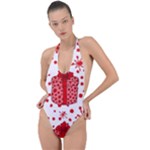 Cute Gift Boxes Backless Halter One Piece Swimsuit