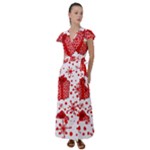 Cute Gift Boxes Flutter Sleeve Maxi Dress