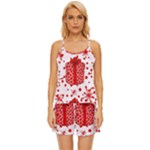 Cute Gift Boxes Satin Pajama Short Set