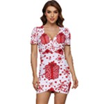 Cute Gift Boxes Low Cut Cap Sleeve Mini Dress