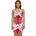 Cute Gift Boxes Sleeveless Wide Square Neckline Ruched Bodycon Dress