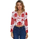 Cute Gift Boxes Long Sleeve V-Neck Top