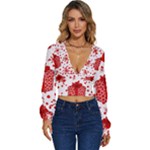 Cute Gift Boxes Long Sleeve Deep-V Velour Top