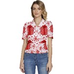 Cute Gift Boxes Puffed Short Sleeve Button Up Jacket
