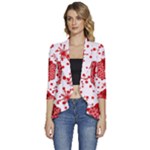Cute Gift Boxes Women s 3/4 Sleeve Ruffle Edge Open Front Jacket