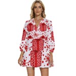Cute Gift Boxes V-Neck Placket Mini Dress