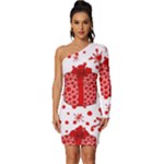 Cute Gift Boxes Long Sleeve One Shoulder Mini Dress