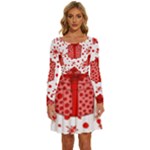 Cute Gift Boxes Long Sleeve Wide Neck Velvet Dress