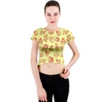 Bw Christmas Icons   Crew Neck Crop Top