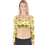 Bw Christmas Icons   Long Sleeve Crop Top