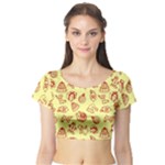 Bw Christmas Icons   Short Sleeve Crop Top