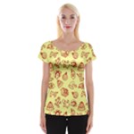 Bw Christmas Icons   Cap Sleeve Top