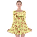 Bw Christmas Icons   Long Sleeve Skater Dress