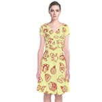 Bw Christmas Icons   Short Sleeve Front Wrap Dress